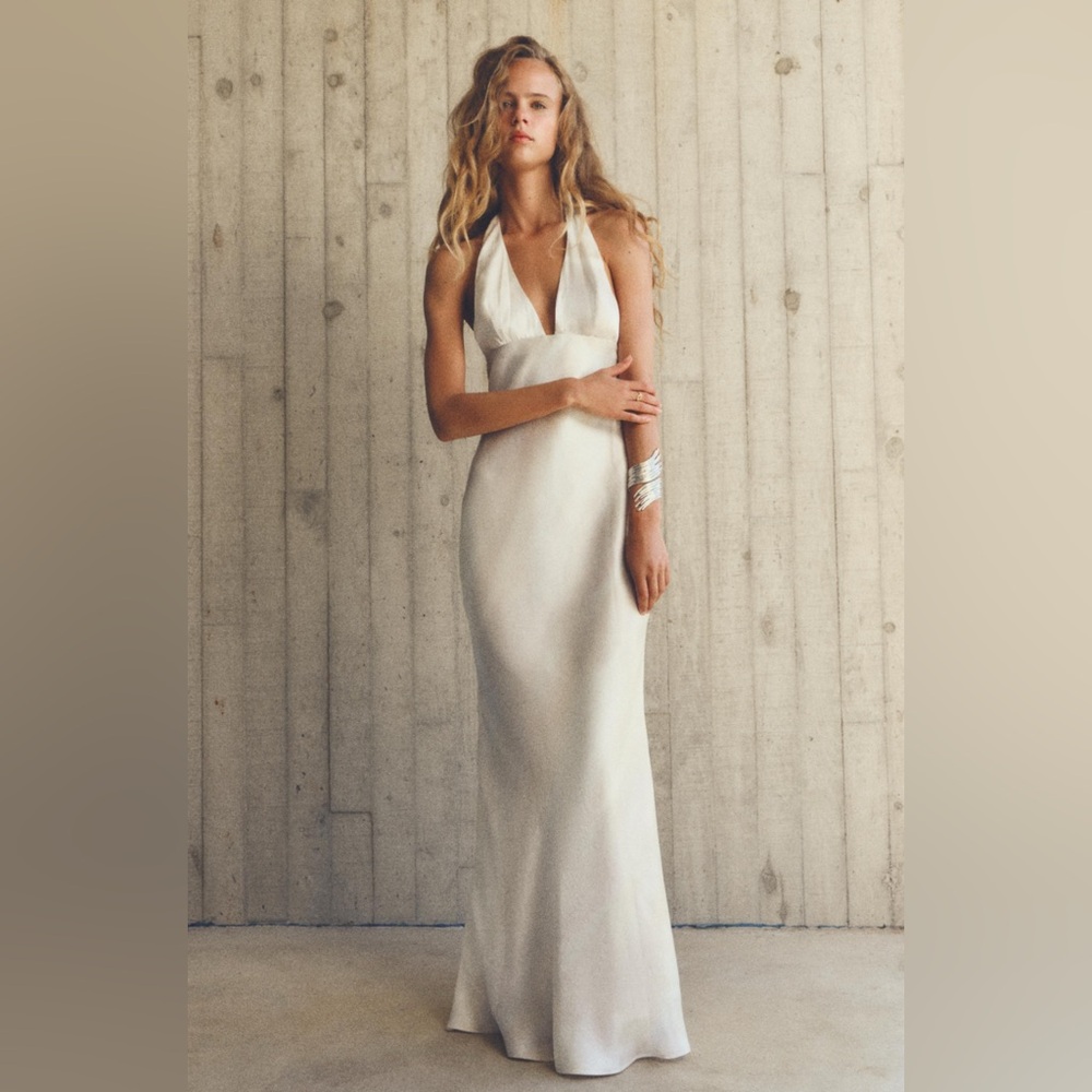 Zara Satin Ivory Dress
